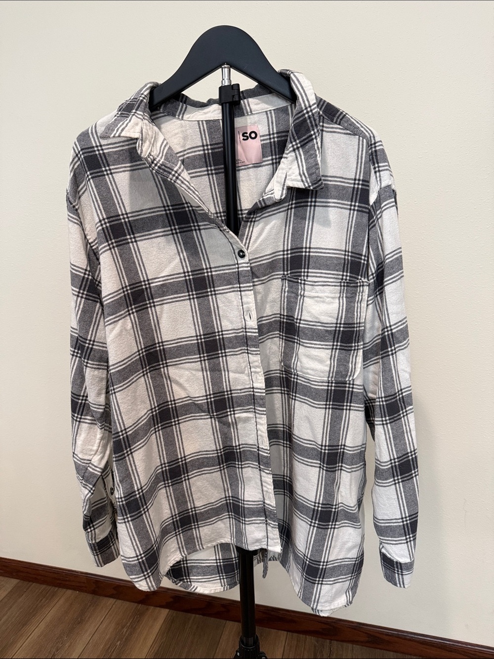 SO Black and White Plaid Button-Down Shirt